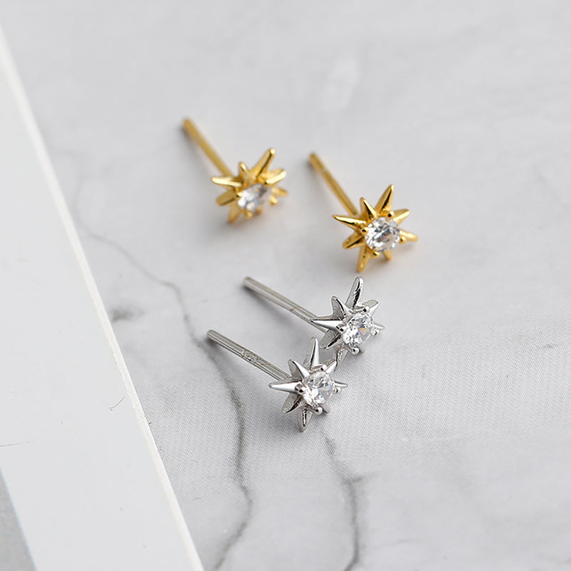 925 Sterling Silver CZ North Star Studs - Adorneum