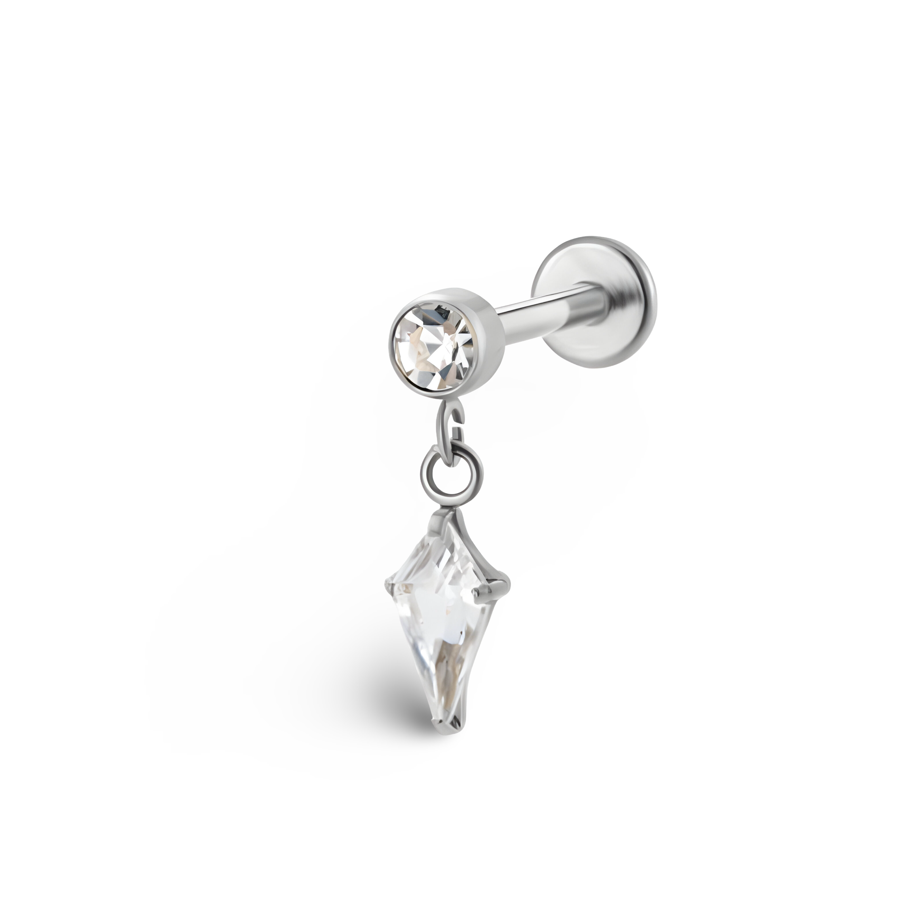 Bezel Set CZ with Marquise Teardrop Titanium Labret