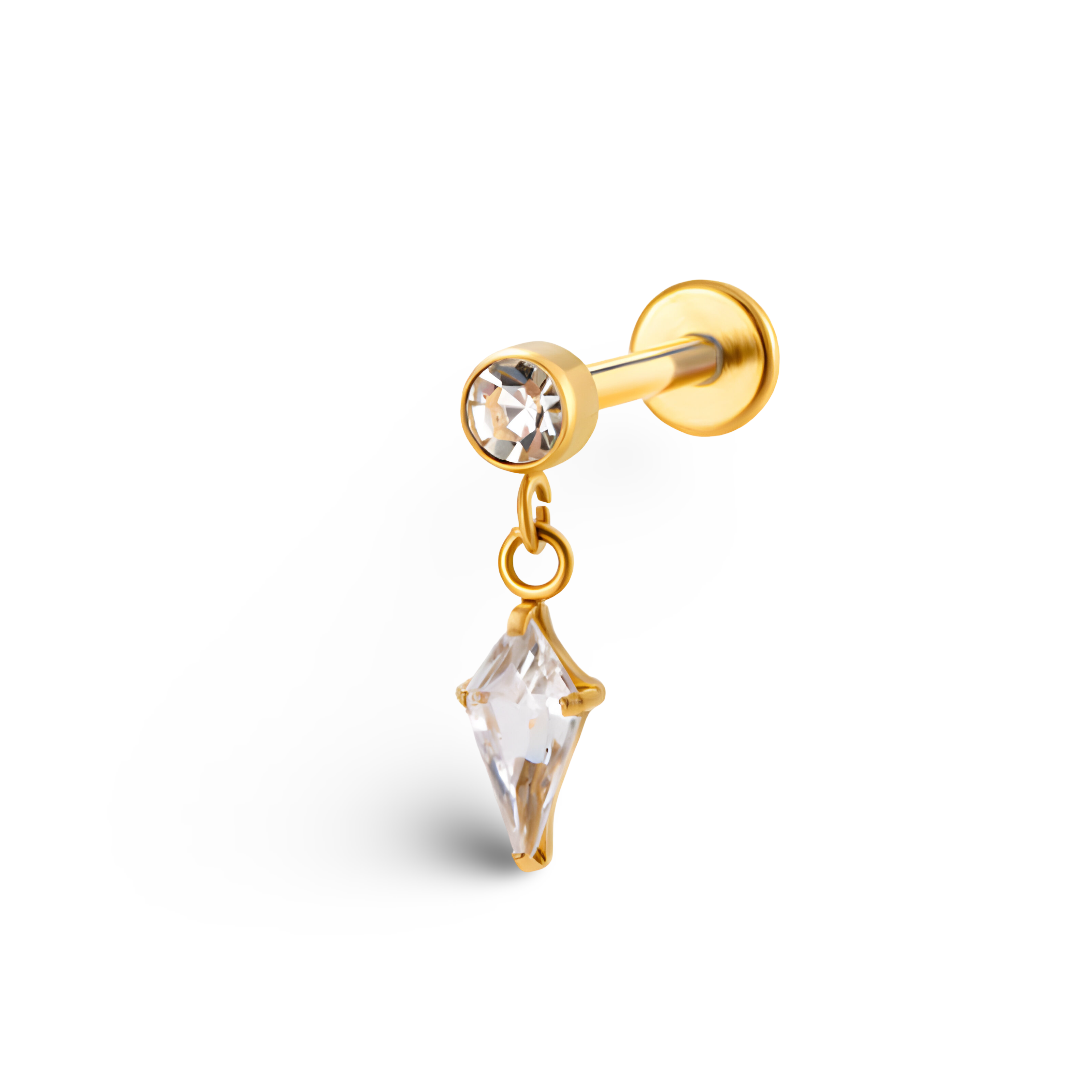 Bezel Set CZ with Marquise Teardrop Titanium Labret
