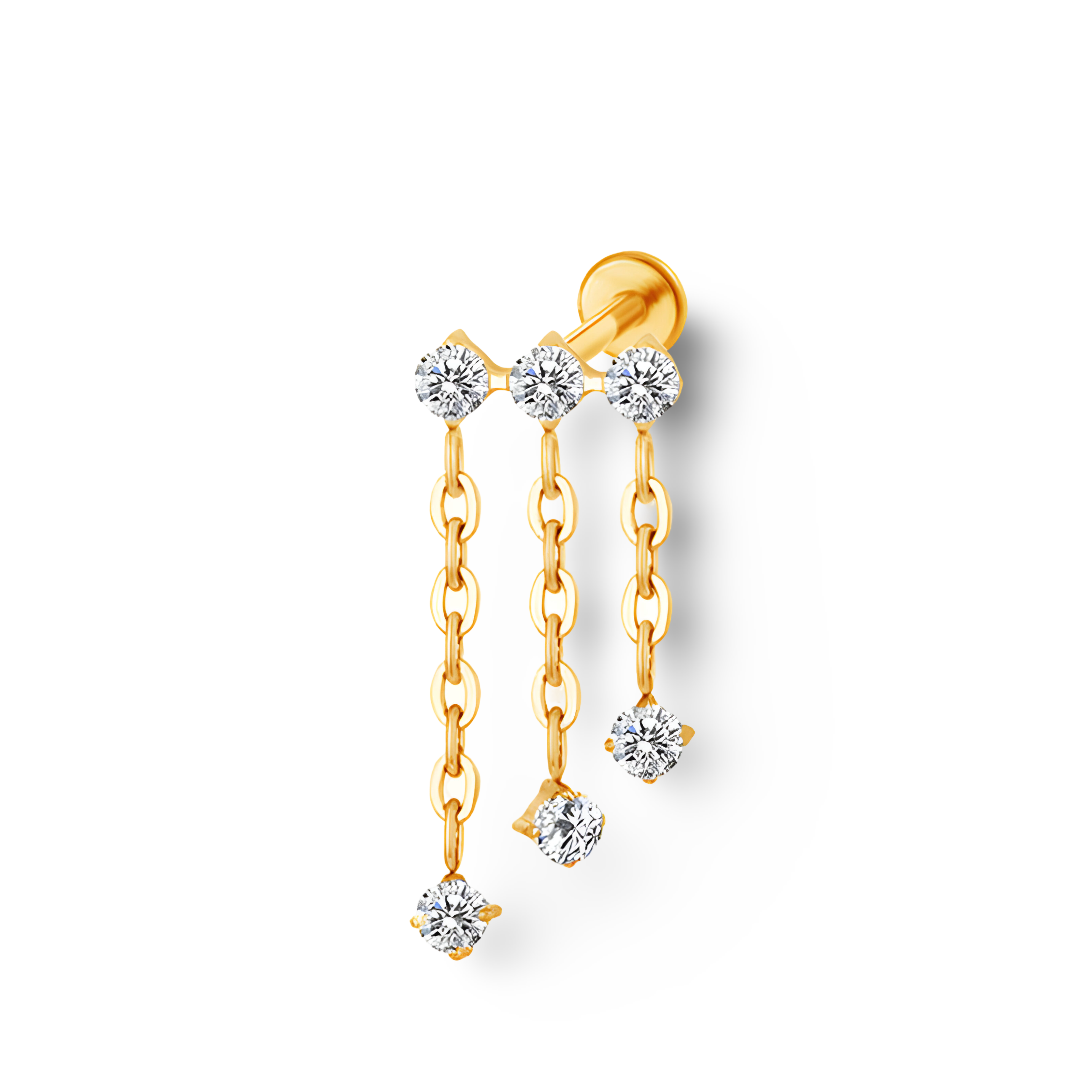 Triple Dangle CZ Chain Titanium Labret