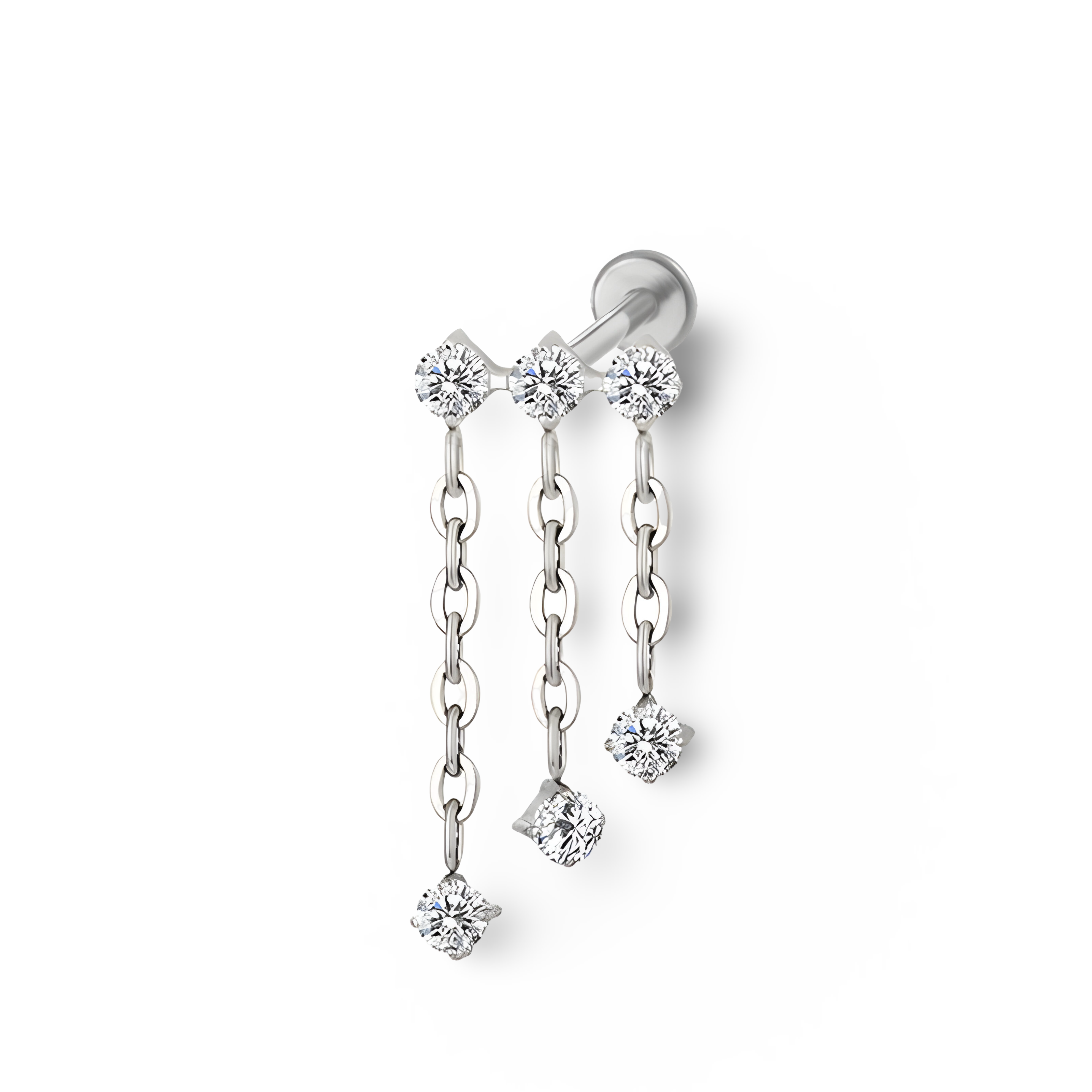 Triple Dangle CZ Chain Titanium Labret