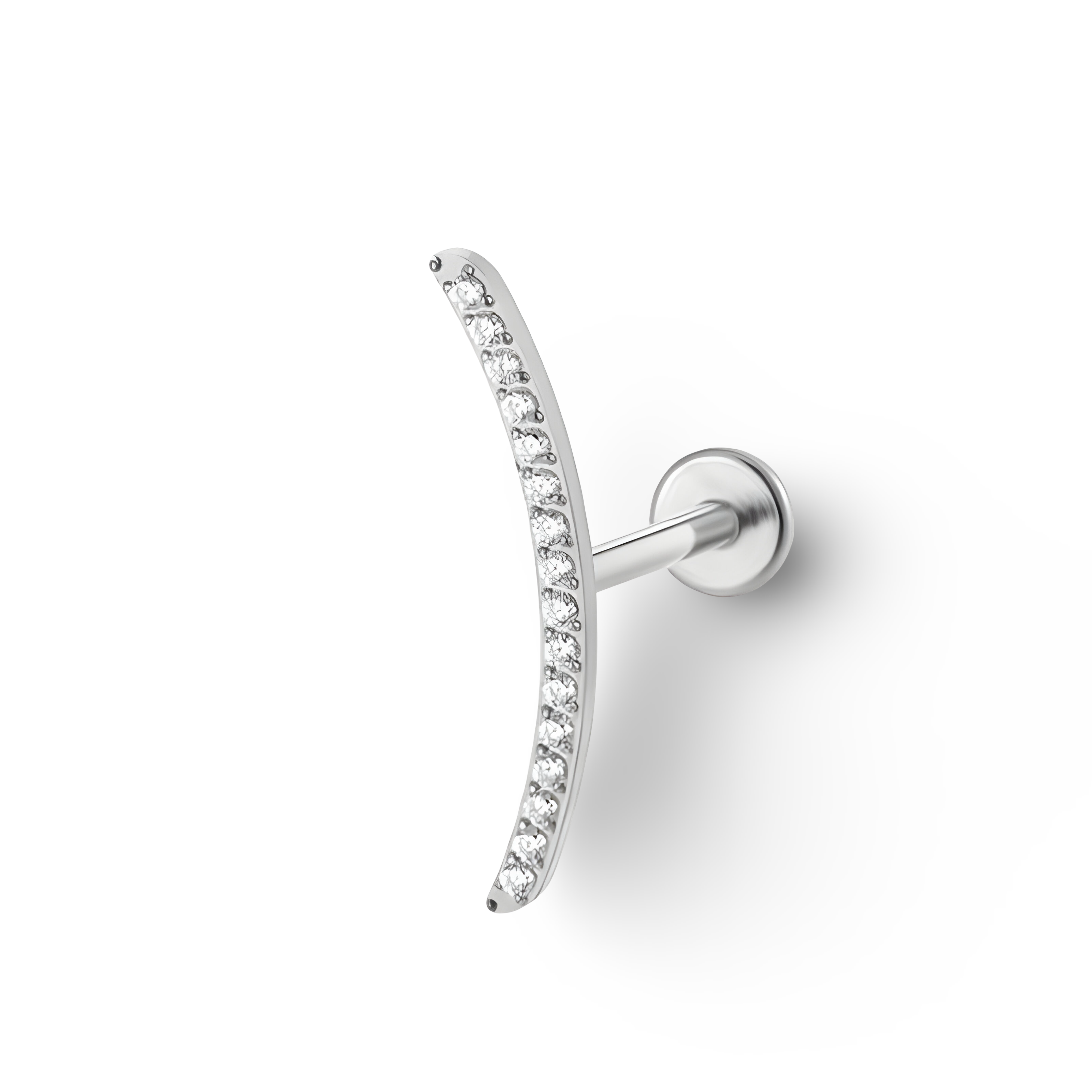 CZ Studded Crescent Ear Climber Titanium Labret