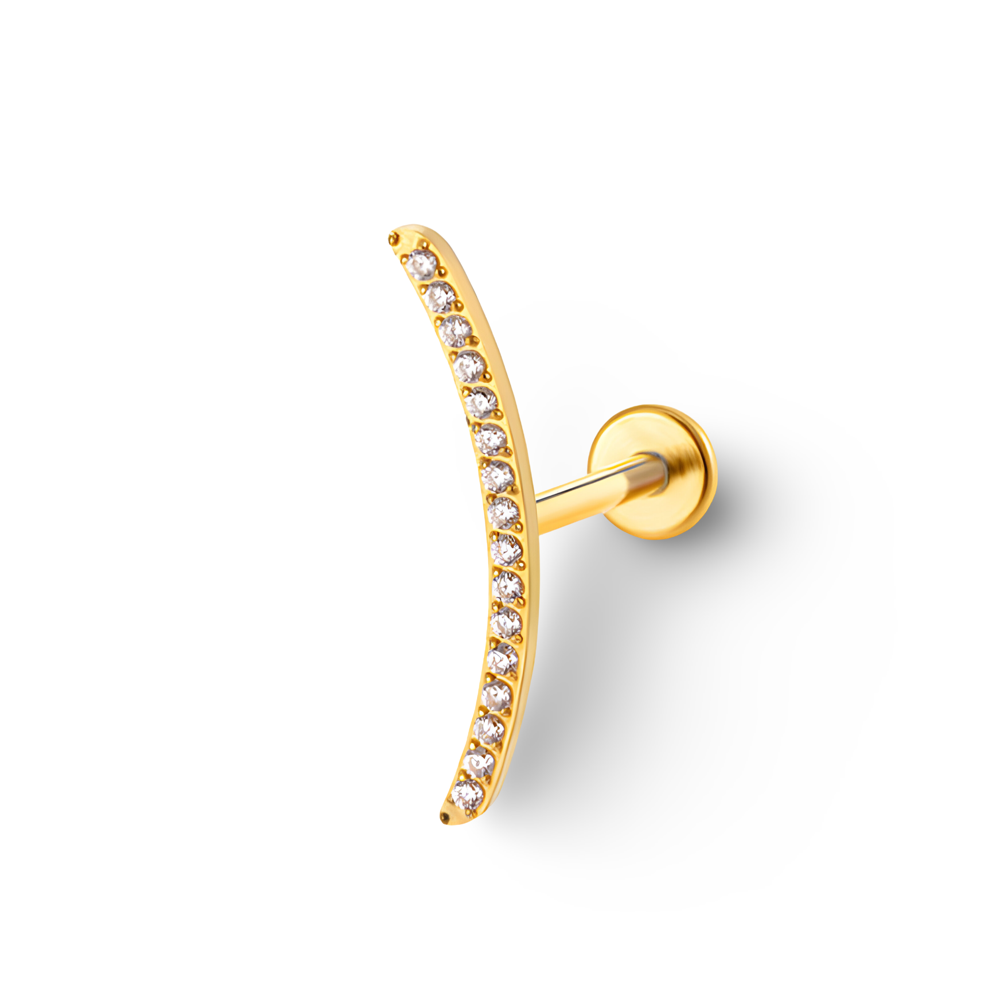 CZ Studded Crescent Ear Climber Titanium Labret