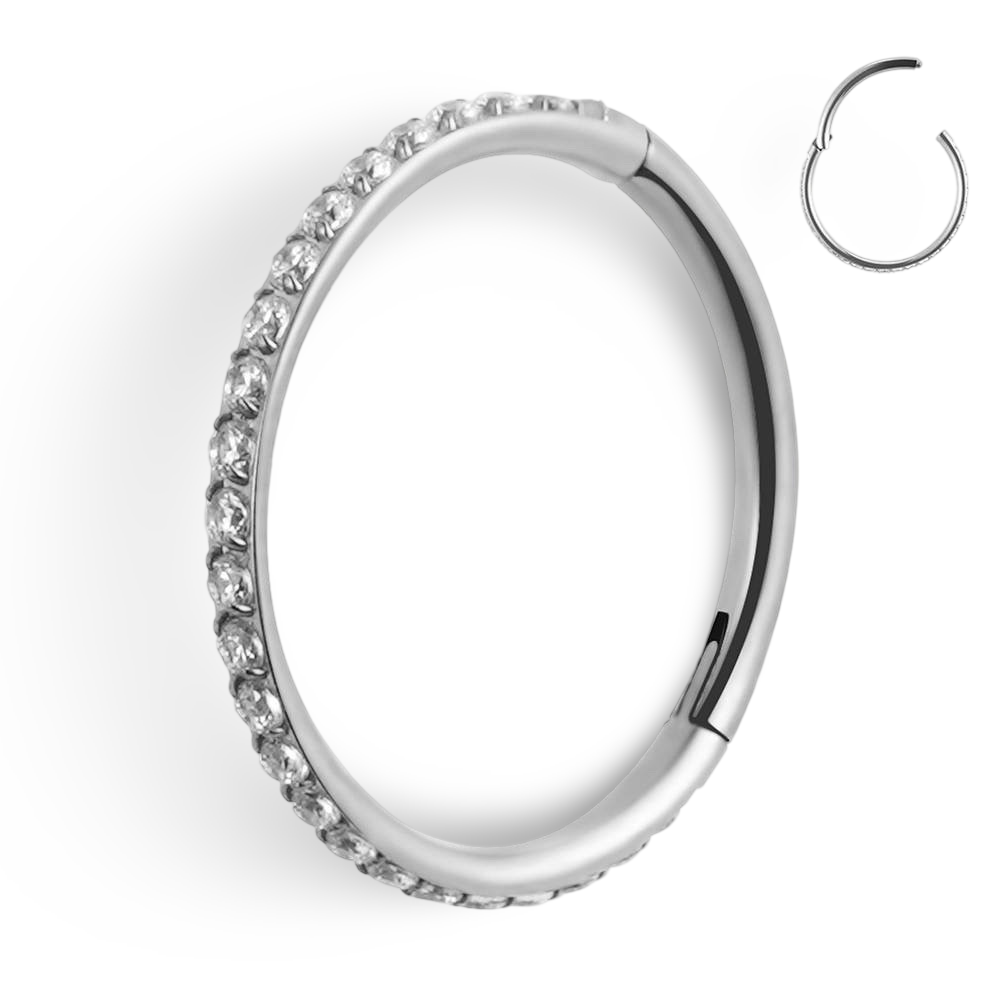 Titanium and CZ Hinged Segment Clicker Hoop