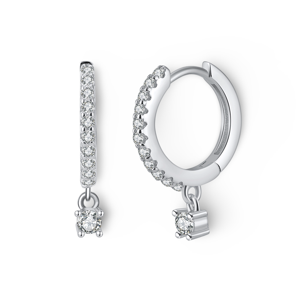 925 Sterling Silver CZ Huggie Earrings - Adorneum
