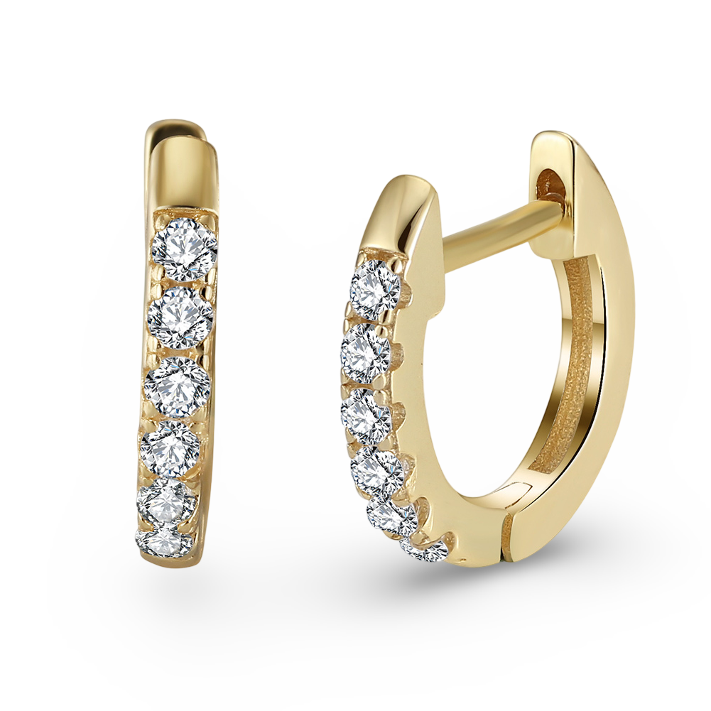 925 Sterling Silver CZ Tiny Huggie Earrings - Adorneum
