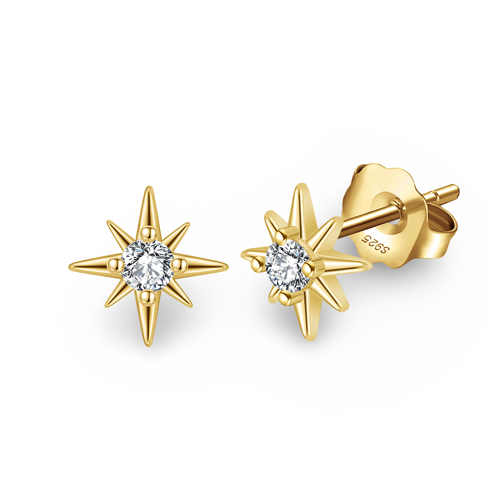 925 Sterling Silver CZ North Star Studs - Adorneum