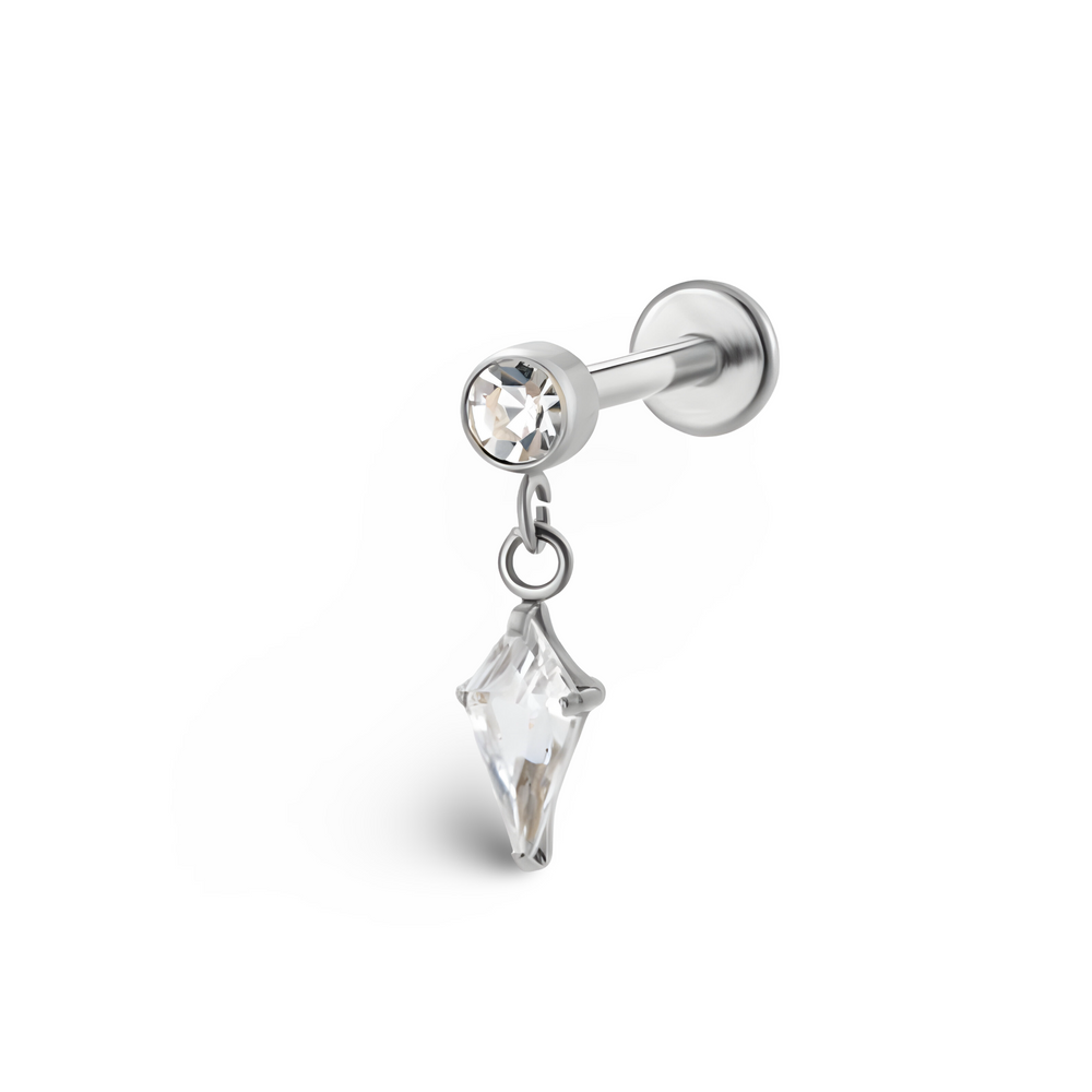 Bezel Set CZ with Marquise Teardrop Titanium Labret